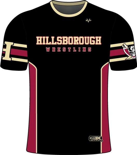 HILLSBOROUGH WRESTLING CLUB Sublimated Crew Neck Short Sleeve Jersey Black