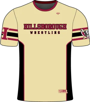 HILLSBOROUGH WRESTLING CLUB Sublimated Crew Neck Short Sleeve Jersey Gold