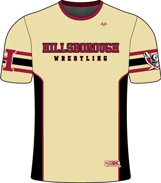 HILLSBOROUGH WRESTLING CLUB Sublimated Crew Neck Short Sleeve Jersey Gold