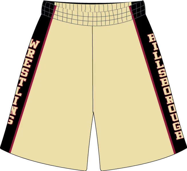 HILLSBOROUGH WRESTLING CLUB Sublimated Shorts Gold