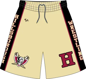 HILLSBOROUGH WRESTLING CLUB Sublimated Shorts Gold