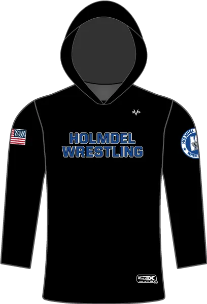 HOLMDEL WRESTLING Sublimated Lightweight Long Sleeve Black Hoodie