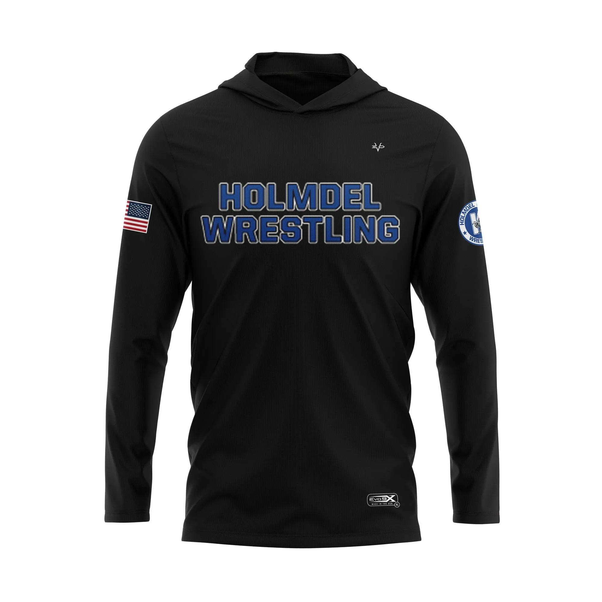 HOLMDEL WRESTLING Sublimated Lightweight Long Sleeve Black Hoodie