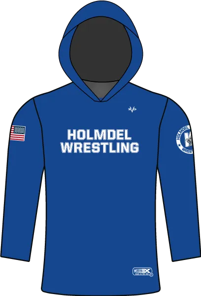 HOLMDEL WRESTLING Sublimated Lightweight Long Sleeve Blue Hoodie