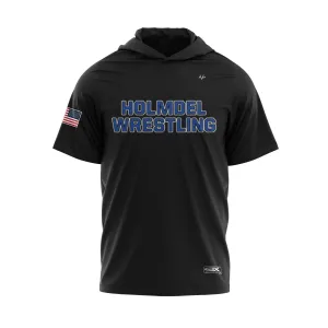 HOLMDEL WRESTLING Sublimated Lightweight Short Sleeve Black Hoodie