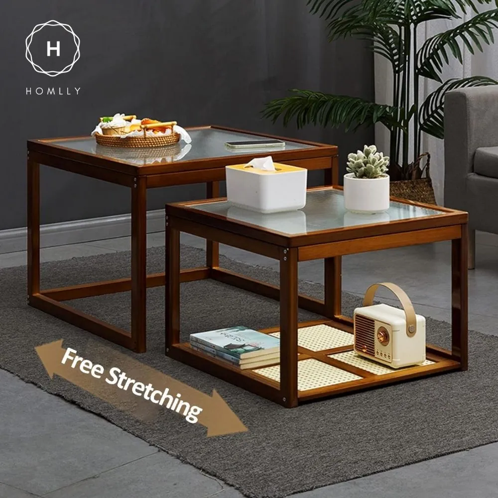 Homlly ika Nesting Living Room Coffee Side Table (Expandable)