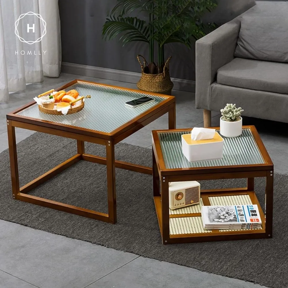 Homlly ika Nesting Living Room Coffee Side Table (Expandable)