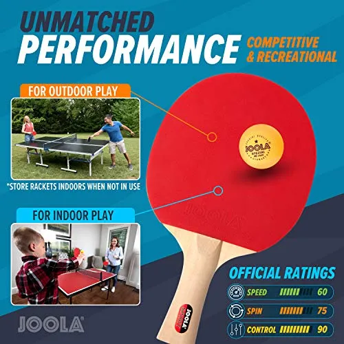 JOOLA Family Table Tennis Set with 4 Spirit Rackets and 10 Balls