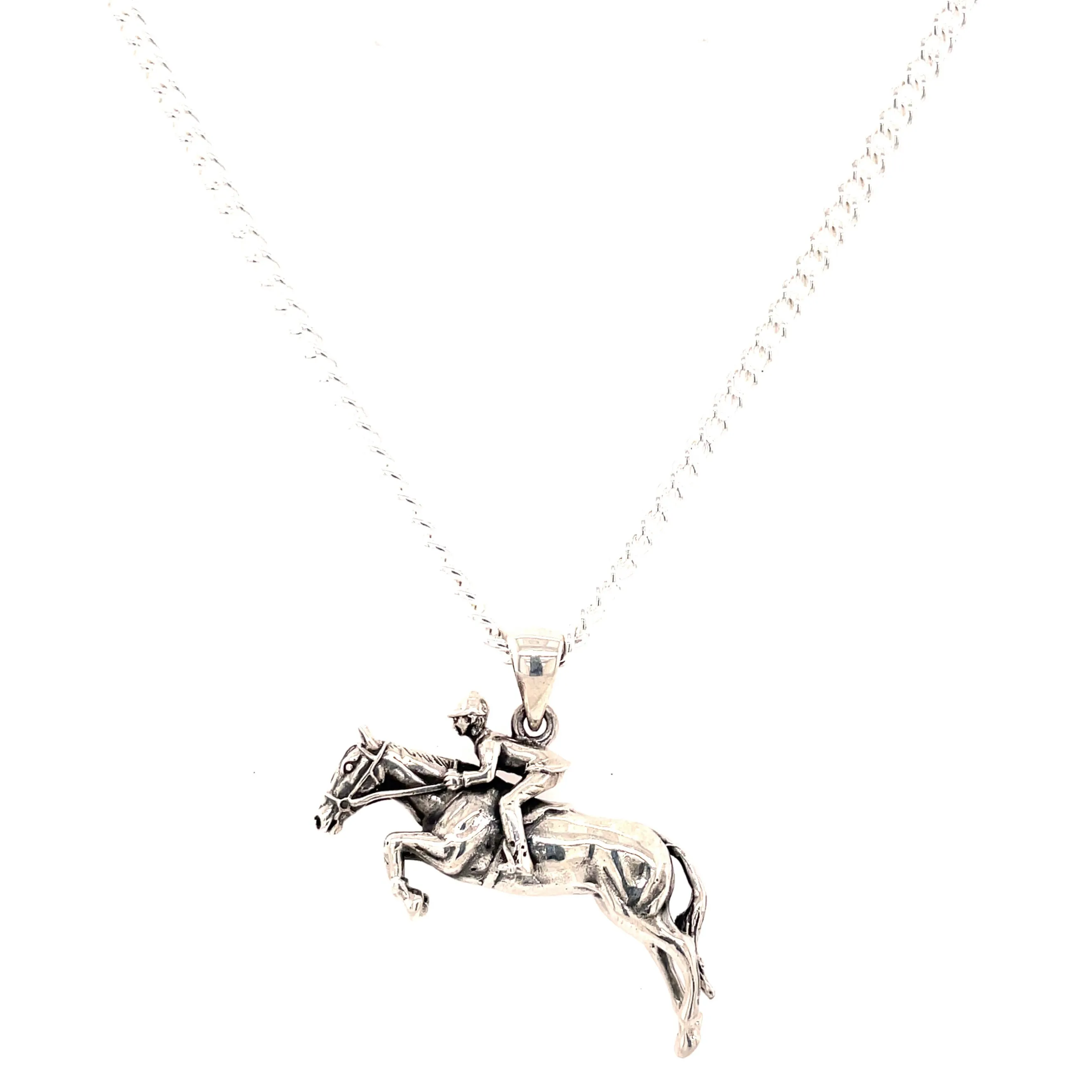 Jumping Horse and Rider Necklace