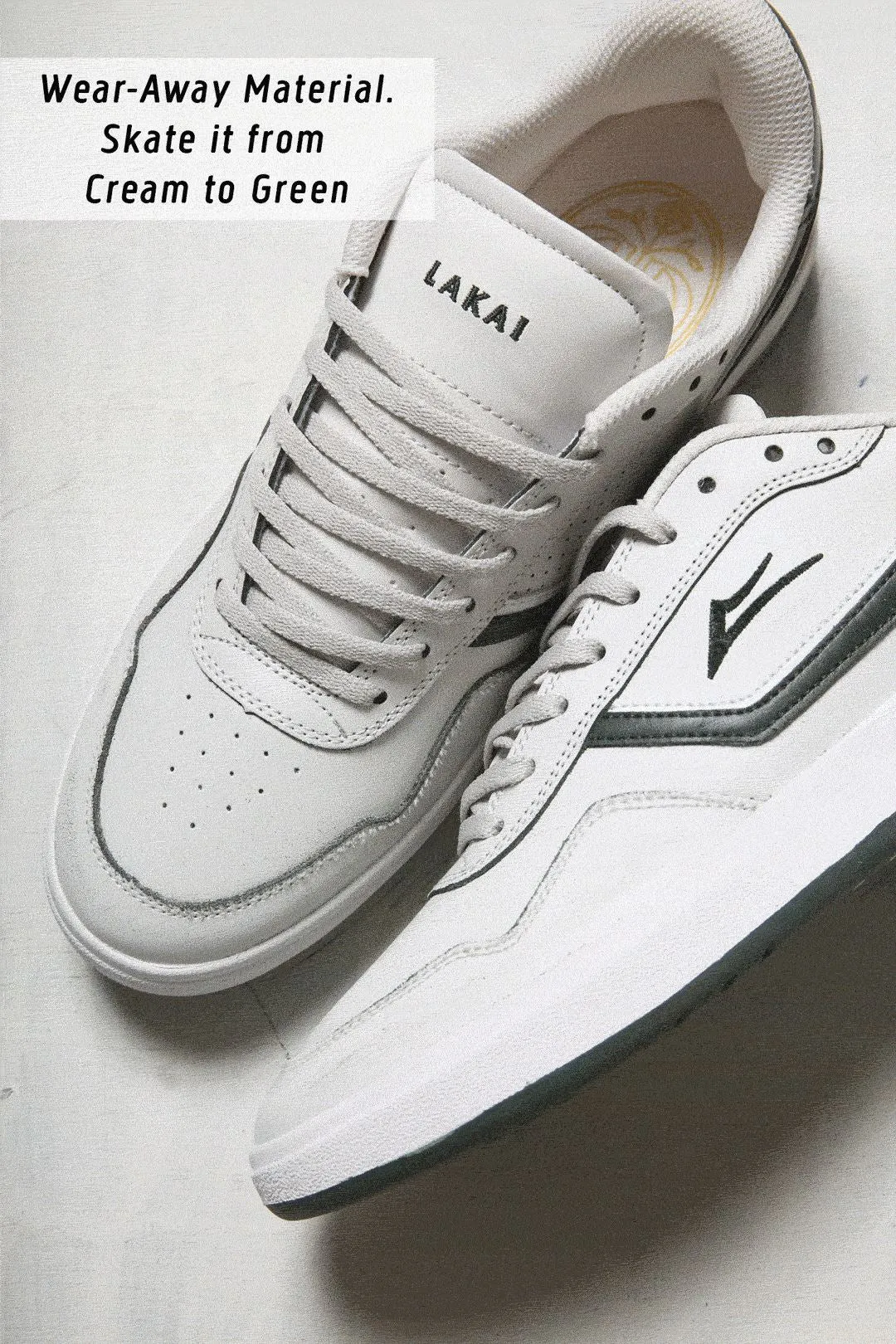 Lakai Terrace Leather Skate Shoes - Cream/Pine