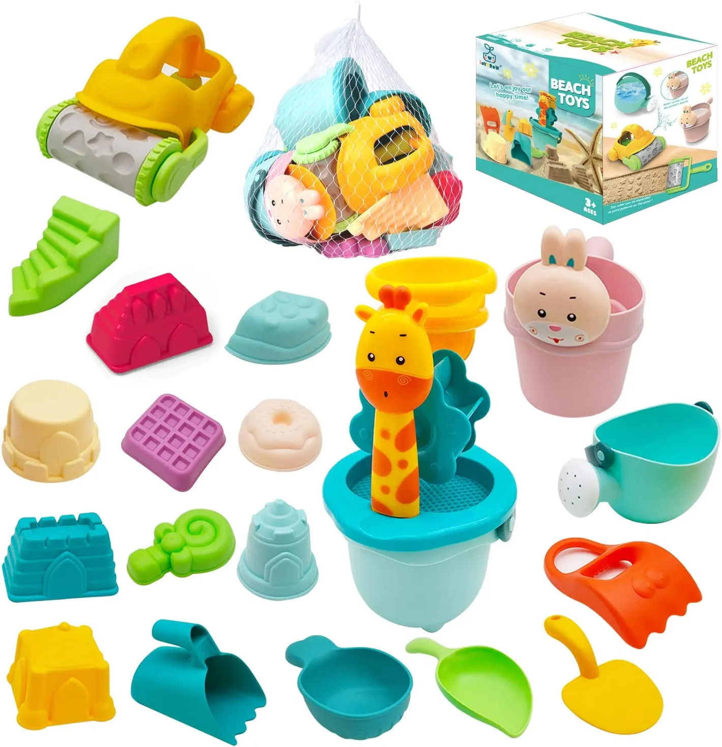 Large 21 Piece Bucket & Spade Set | Sand & Water Play  | Outdoor Kids Toys for Sand Pit | 3 years 