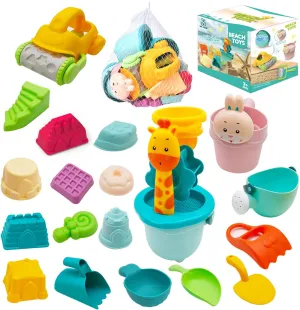 Large 21 Piece Bucket & Spade Set | Sand & Water Play  | Outdoor Kids Toys for Sand Pit | 3 years 