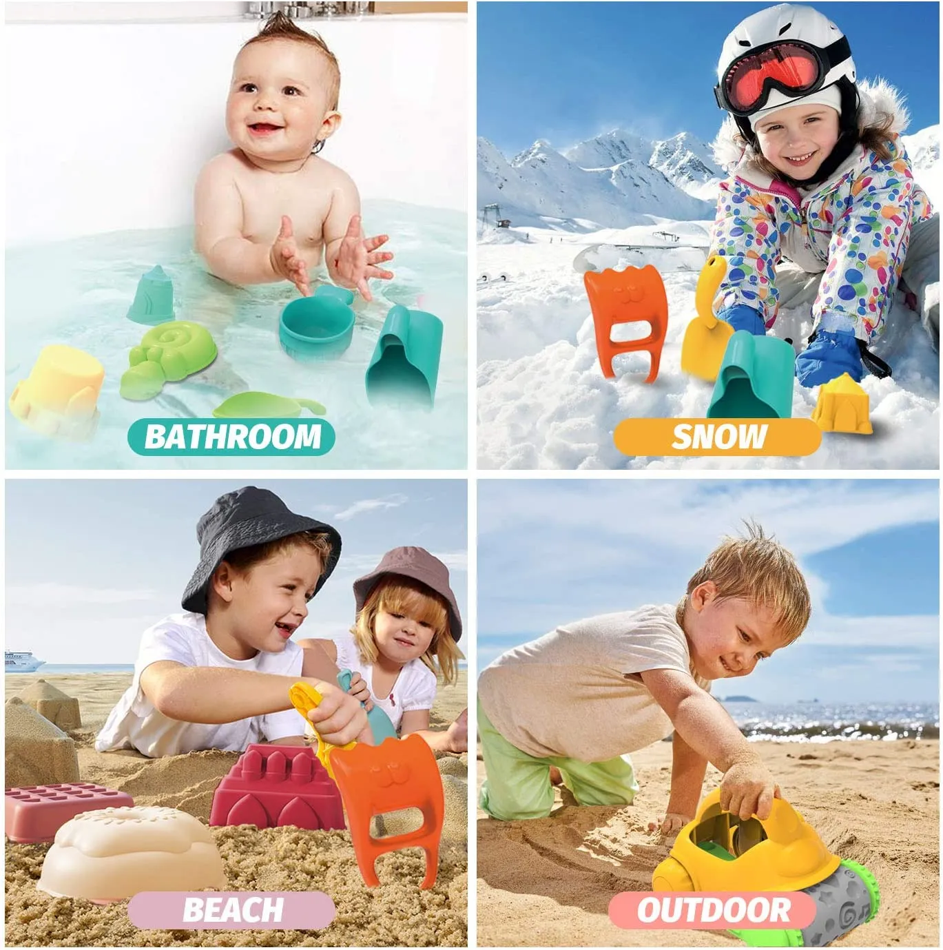 Large 21 Piece Bucket & Spade Set | Sand & Water Play  | Outdoor Kids Toys for Sand Pit | 3 years 