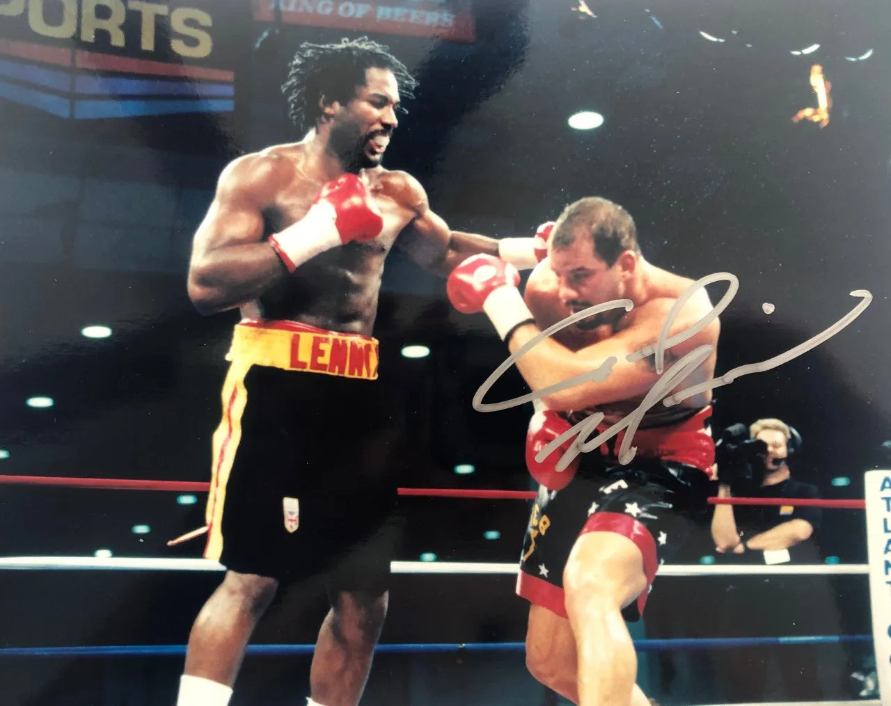 Lennox Lewis vs Tommy Morrison Signed Autographed 8x10 Boxing Photo