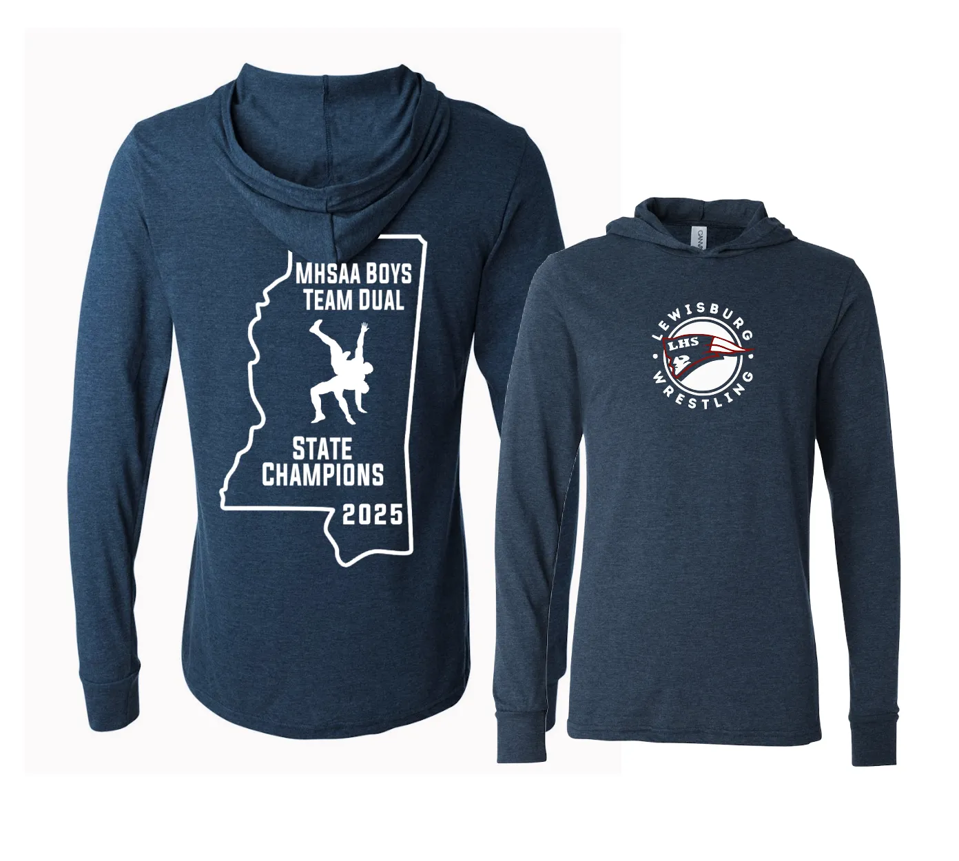 Lewisburg Wrestling State Champion Fundraiser - Bella Canvas Hooded T-Shirt