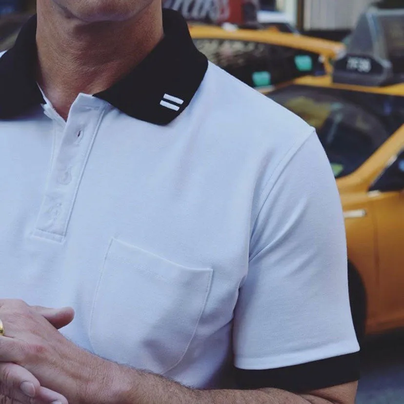 Lightweight Polo - Short Sleeve - White with Black