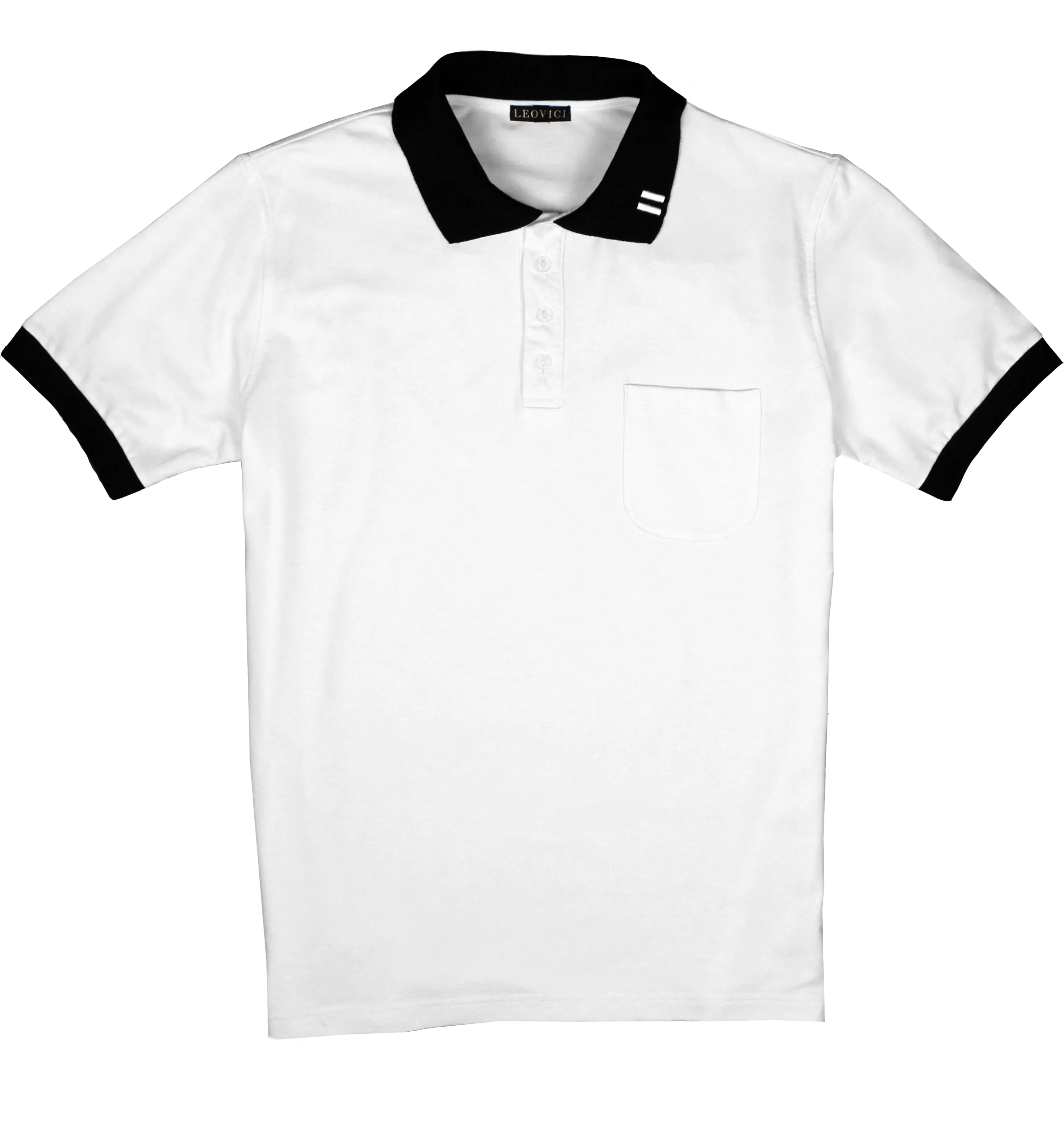 Lightweight Polo - Short Sleeve - White with Black