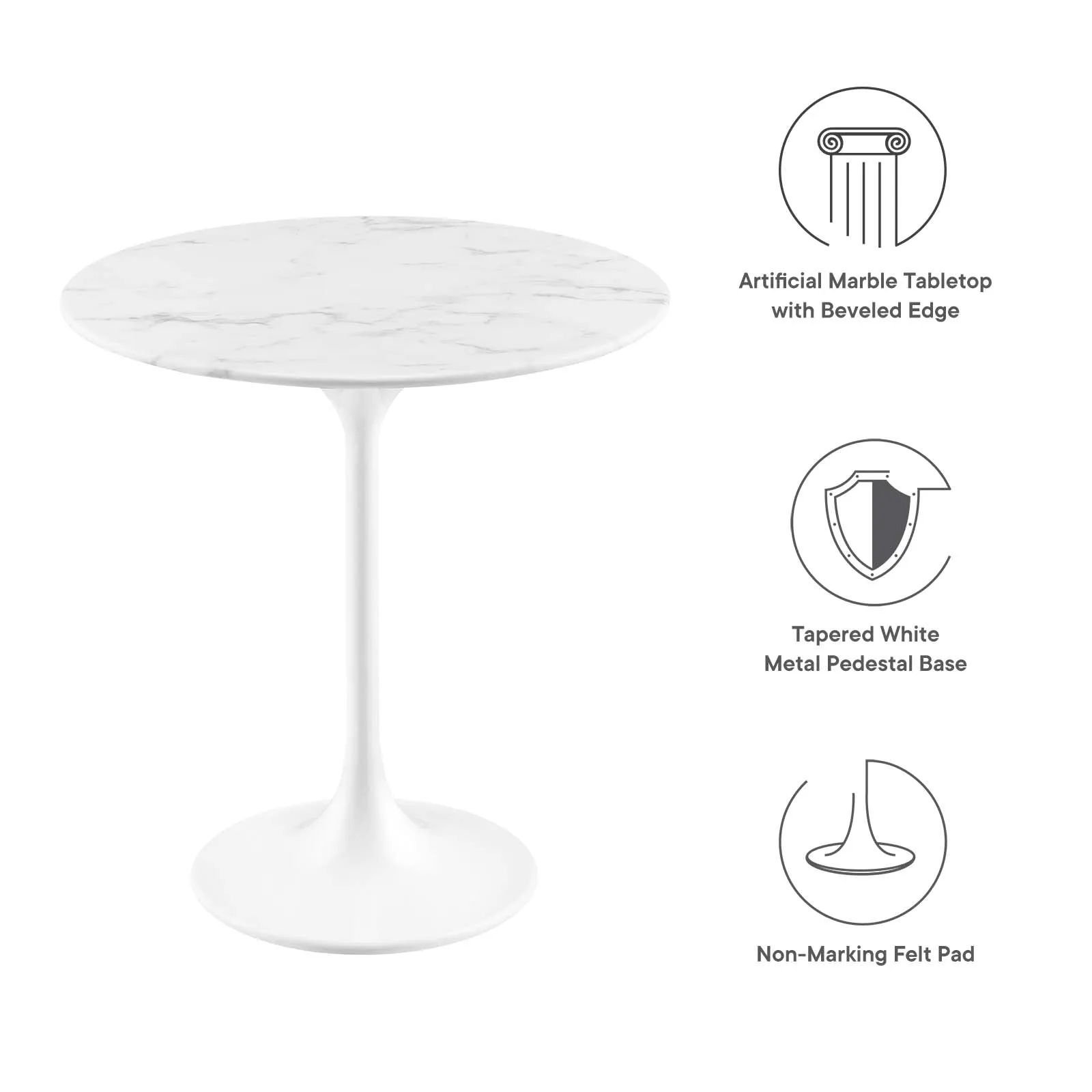 LIPPA ROUND FAUX MARBLE SIDE TABLE