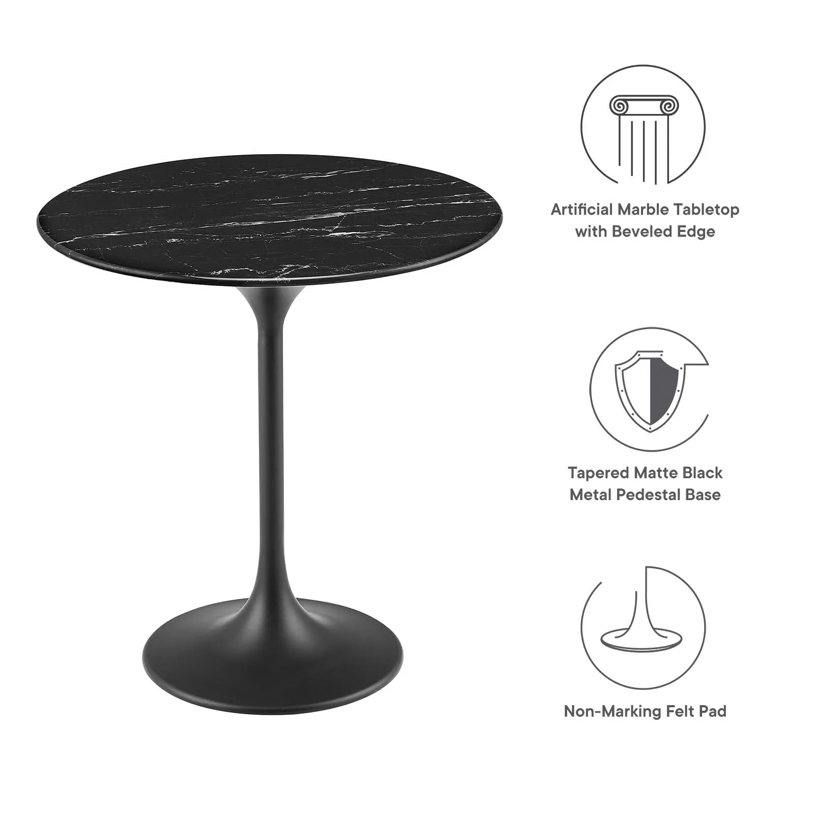 LIPPA ROUND FAUX MARBLE SIDE TABLE