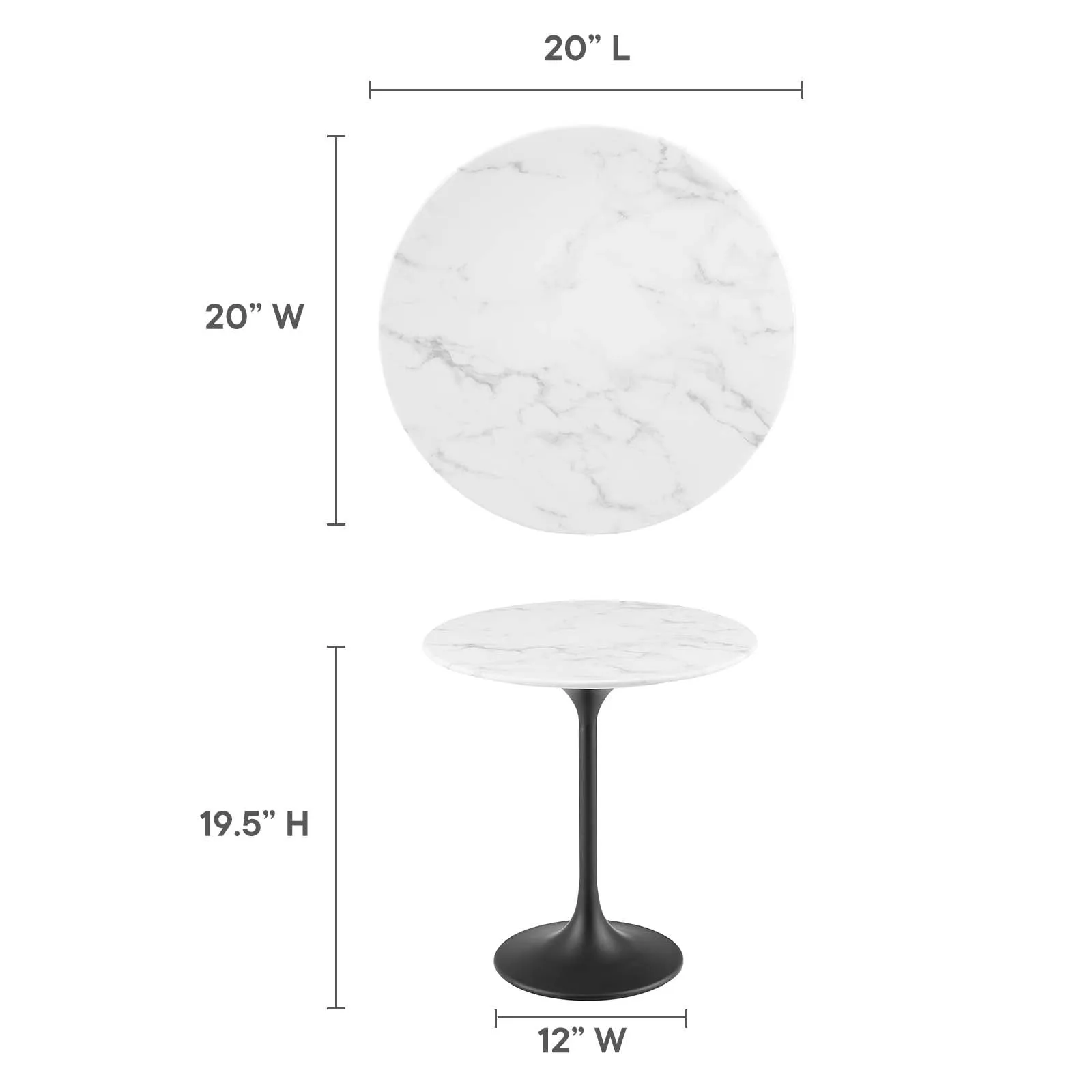 LIPPA ROUND FAUX MARBLE SIDE TABLE