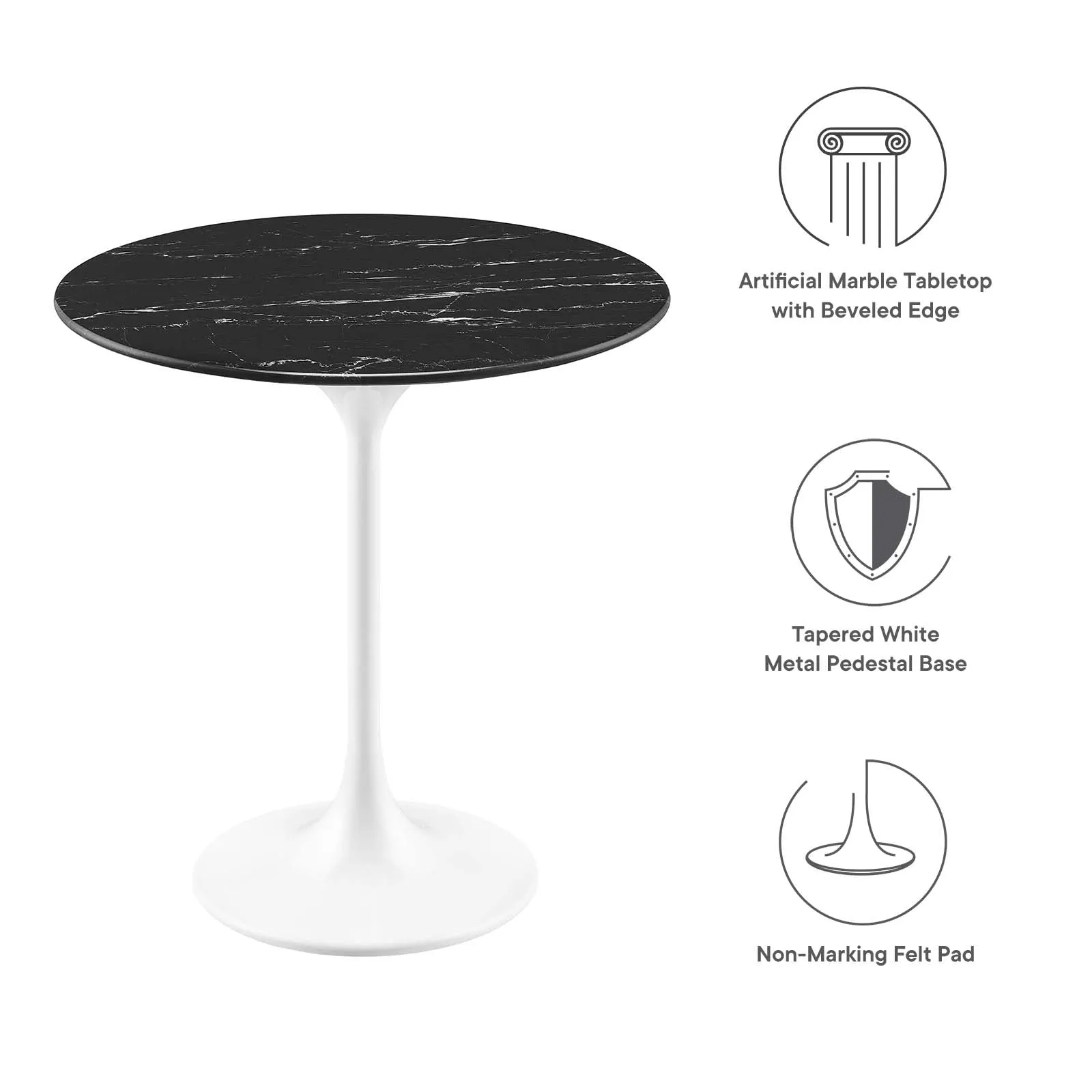 LIPPA ROUND FAUX MARBLE SIDE TABLE