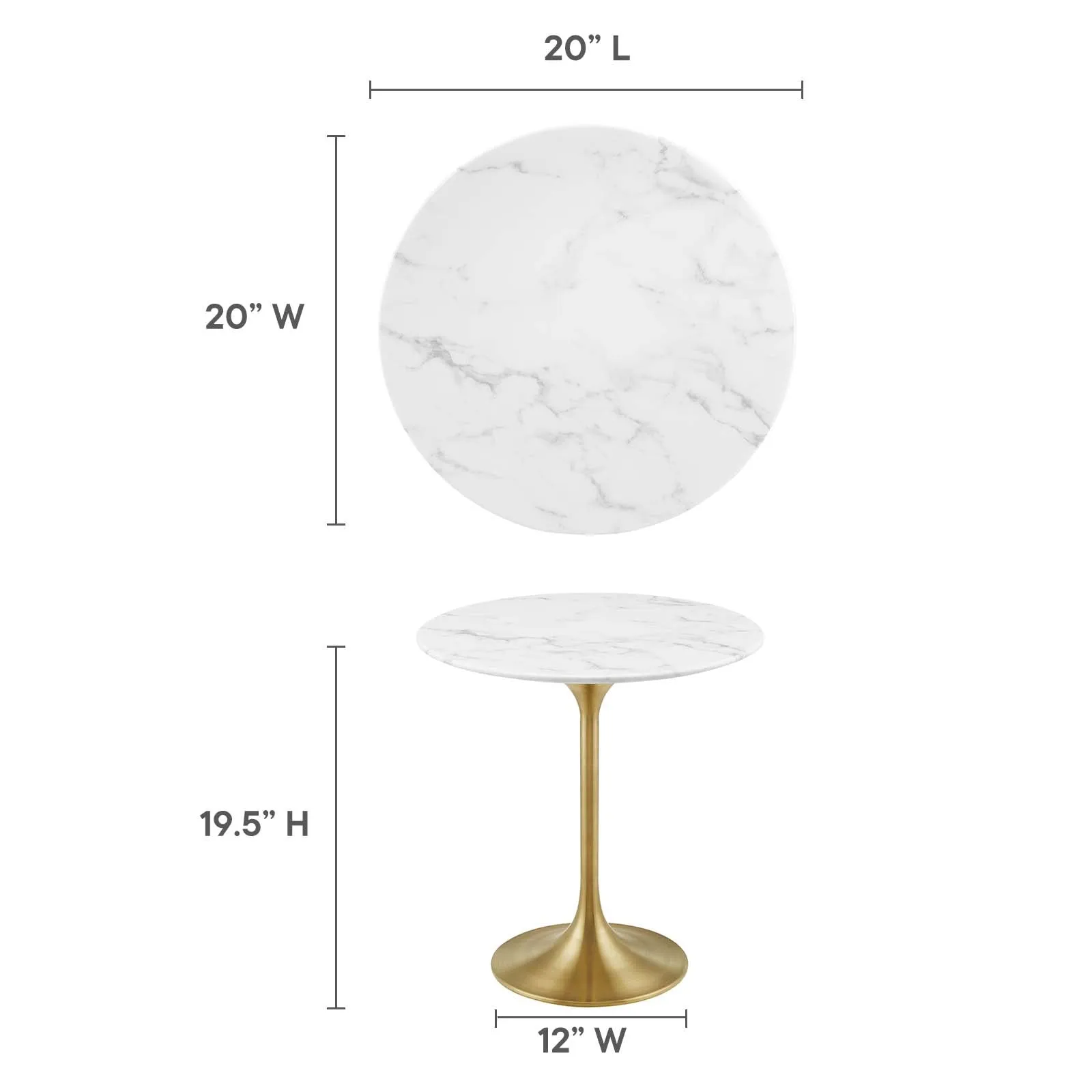 LIPPA ROUND FAUX MARBLE SIDE TABLE