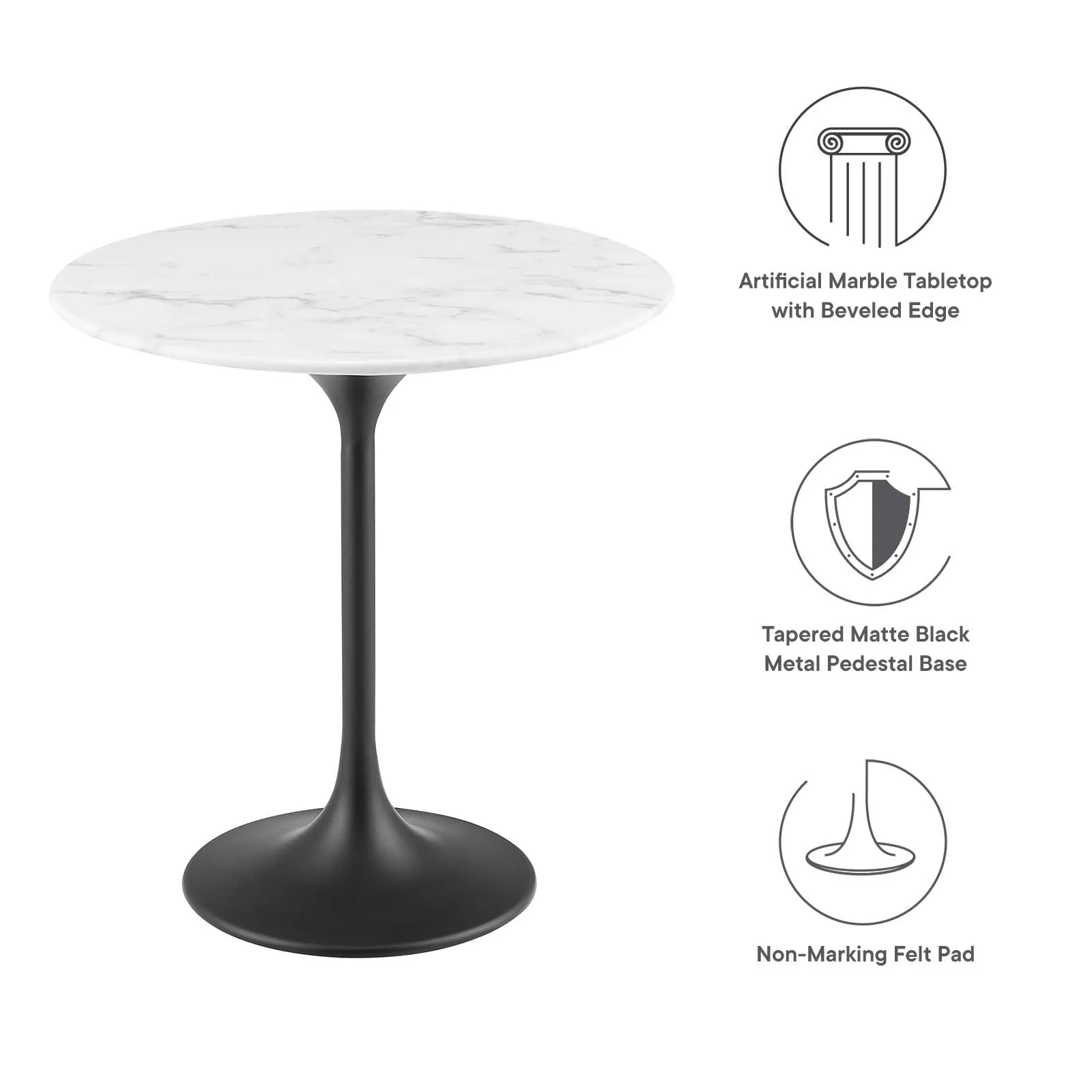 LIPPA ROUND FAUX MARBLE SIDE TABLE