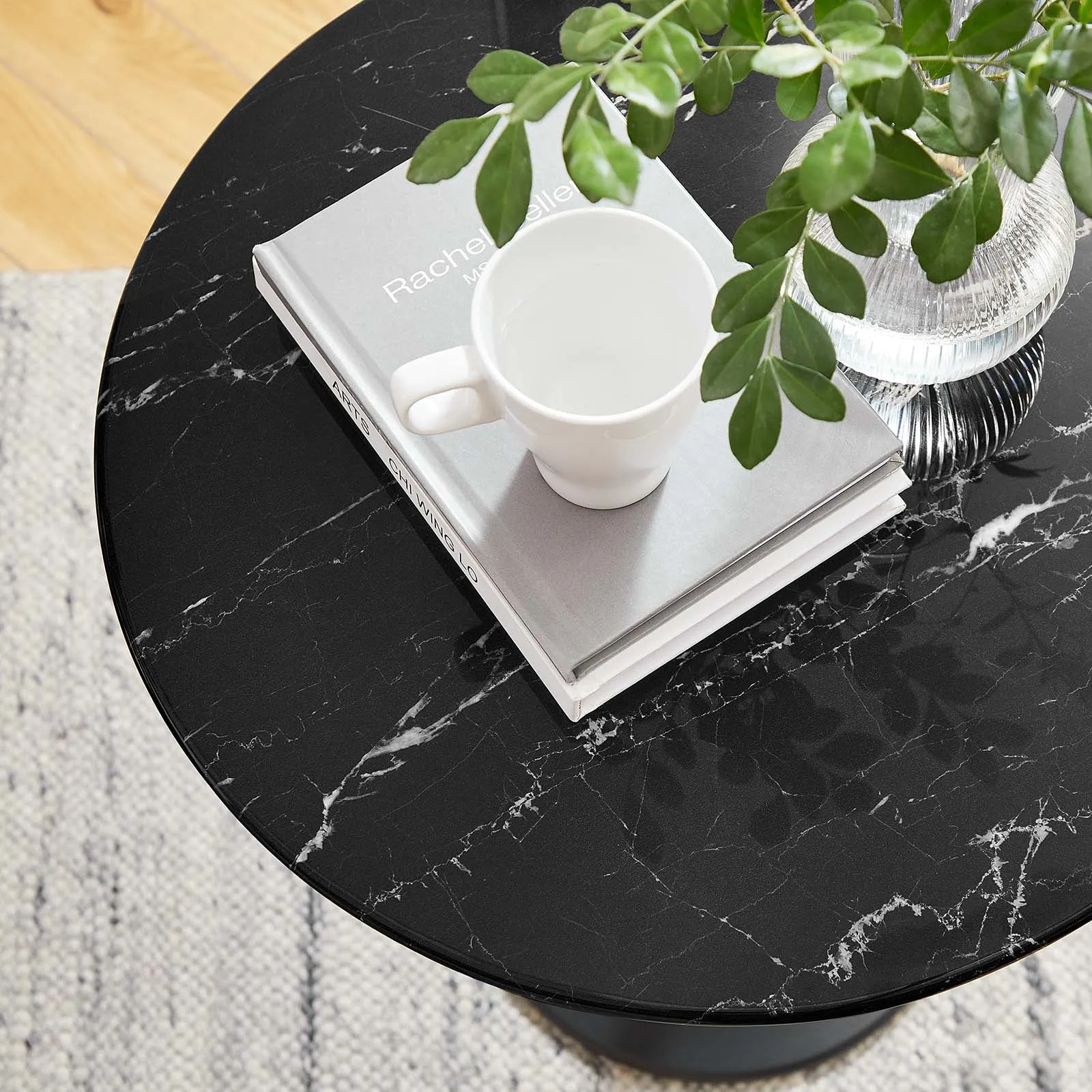 LIPPA ROUND FAUX MARBLE SIDE TABLE