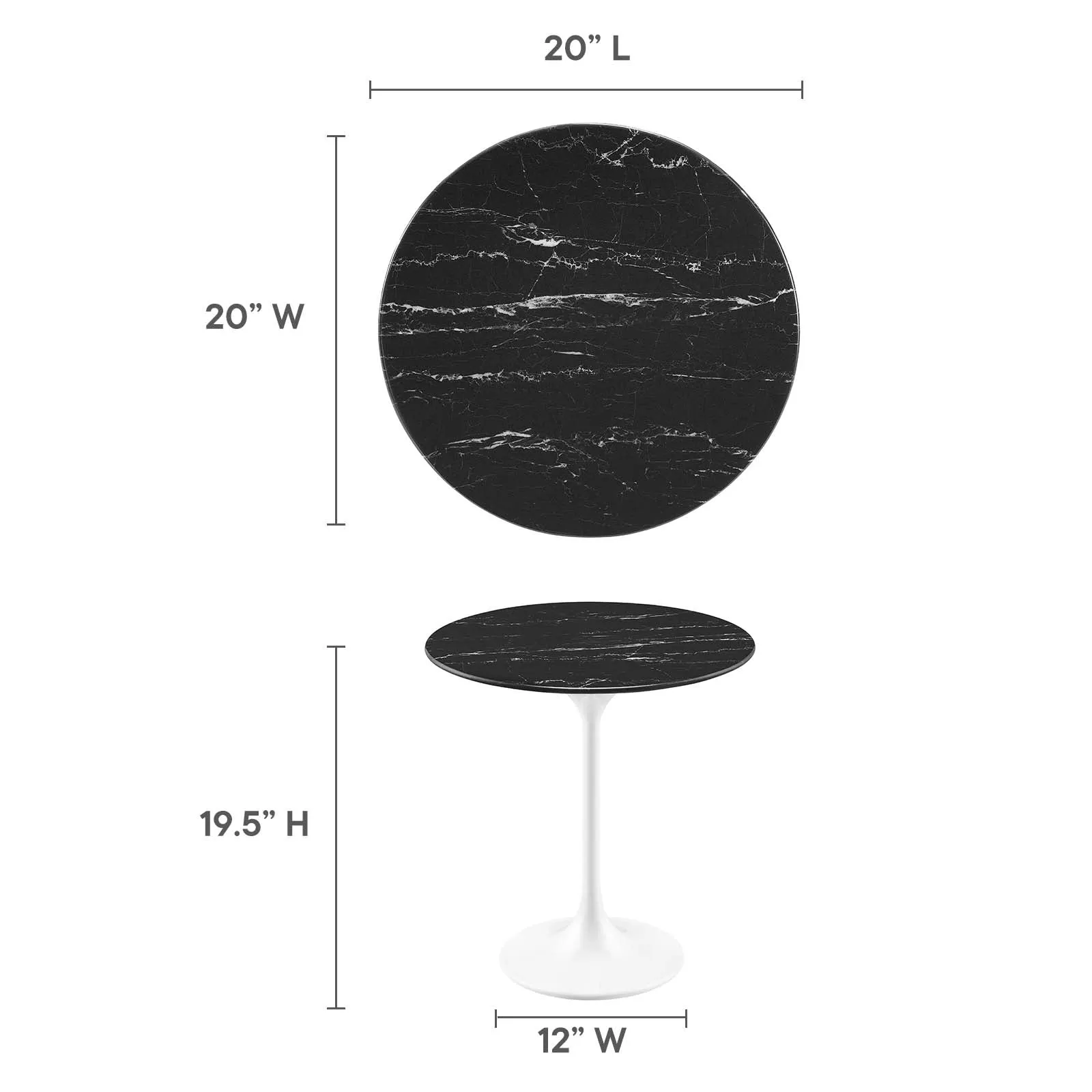 LIPPA ROUND FAUX MARBLE SIDE TABLE