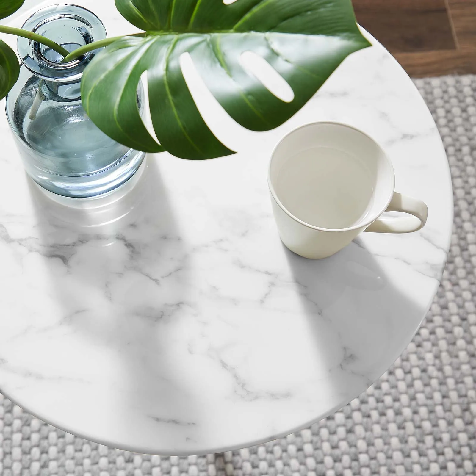 LIPPA ROUND FAUX MARBLE SIDE TABLE