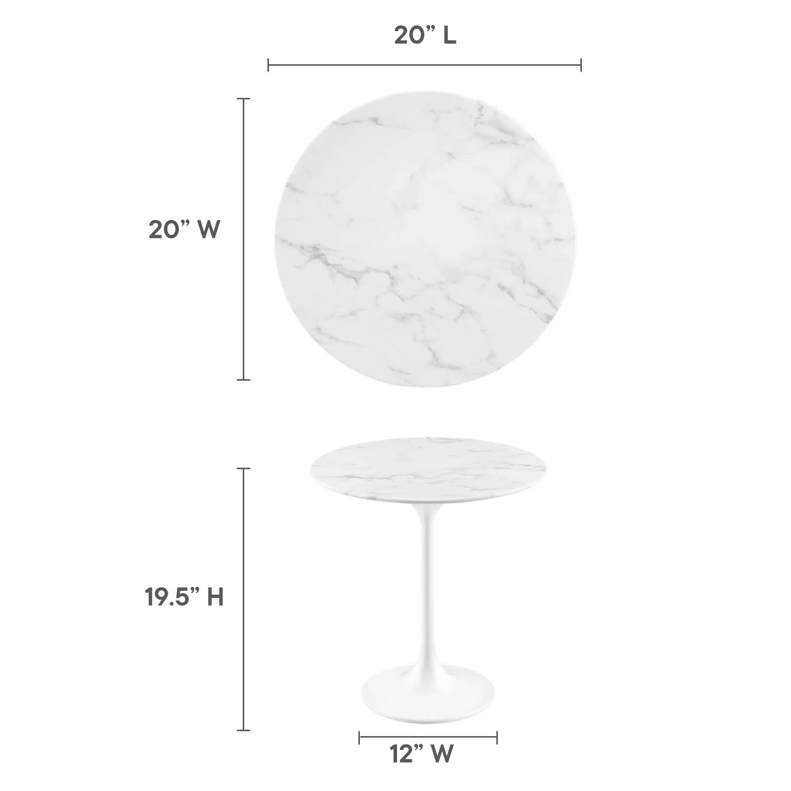 LIPPA ROUND FAUX MARBLE SIDE TABLE