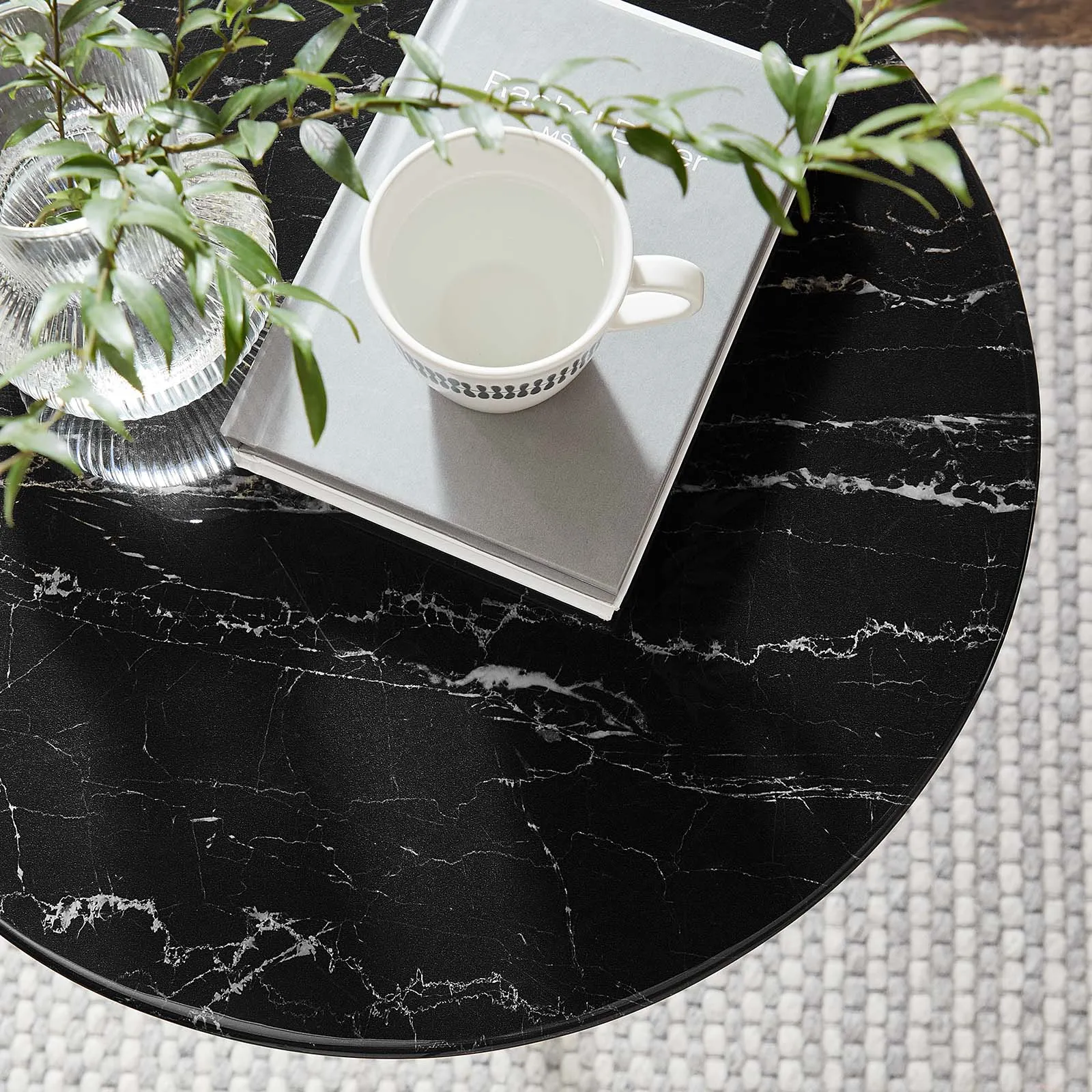LIPPA ROUND FAUX MARBLE SIDE TABLE