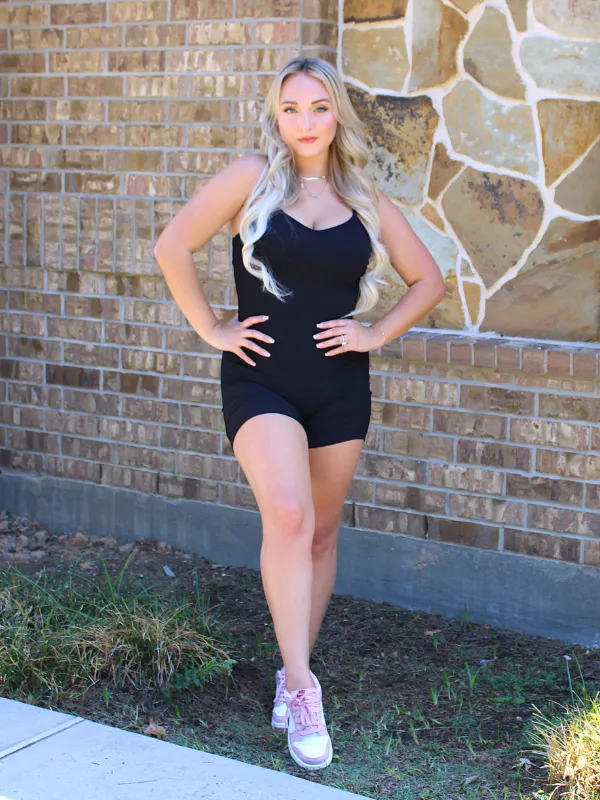 Make Your Move Athletic Romper Spaghetti Strap, Black