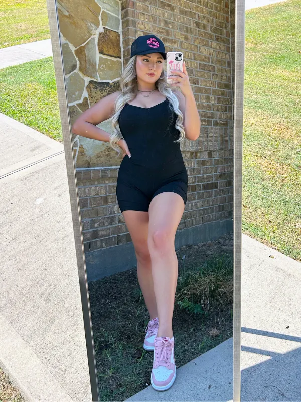 Make Your Move Athletic Romper Spaghetti Strap, Black