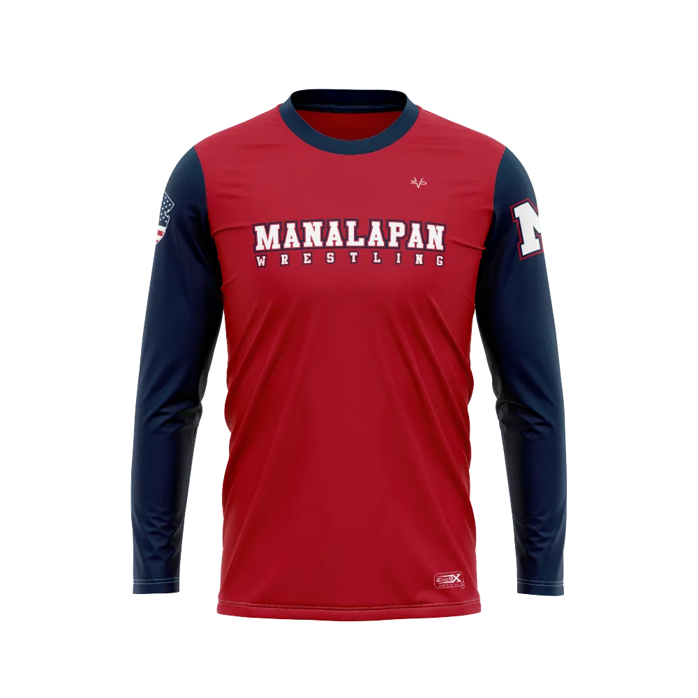 MANALAPAN HS Wrestling Sublimated Long Sleeve Red Jersey