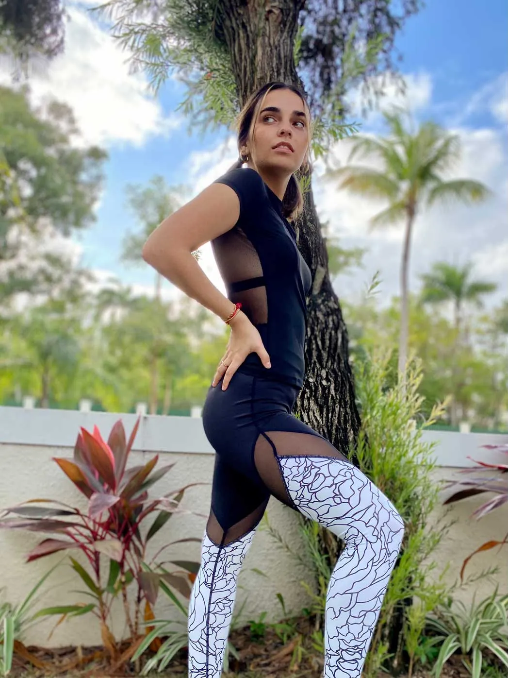 MARBLE MESH ATHLETIC LEGGINGS