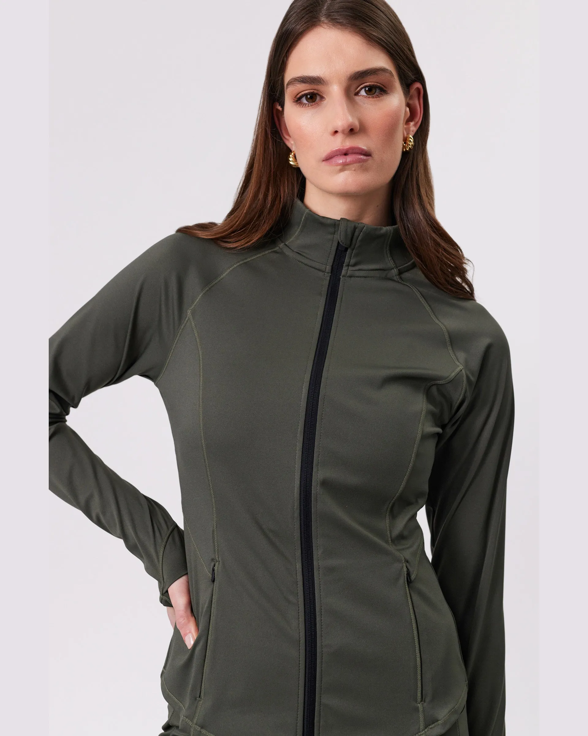 Marlow Line Up Zip Through Jacket - Kelp