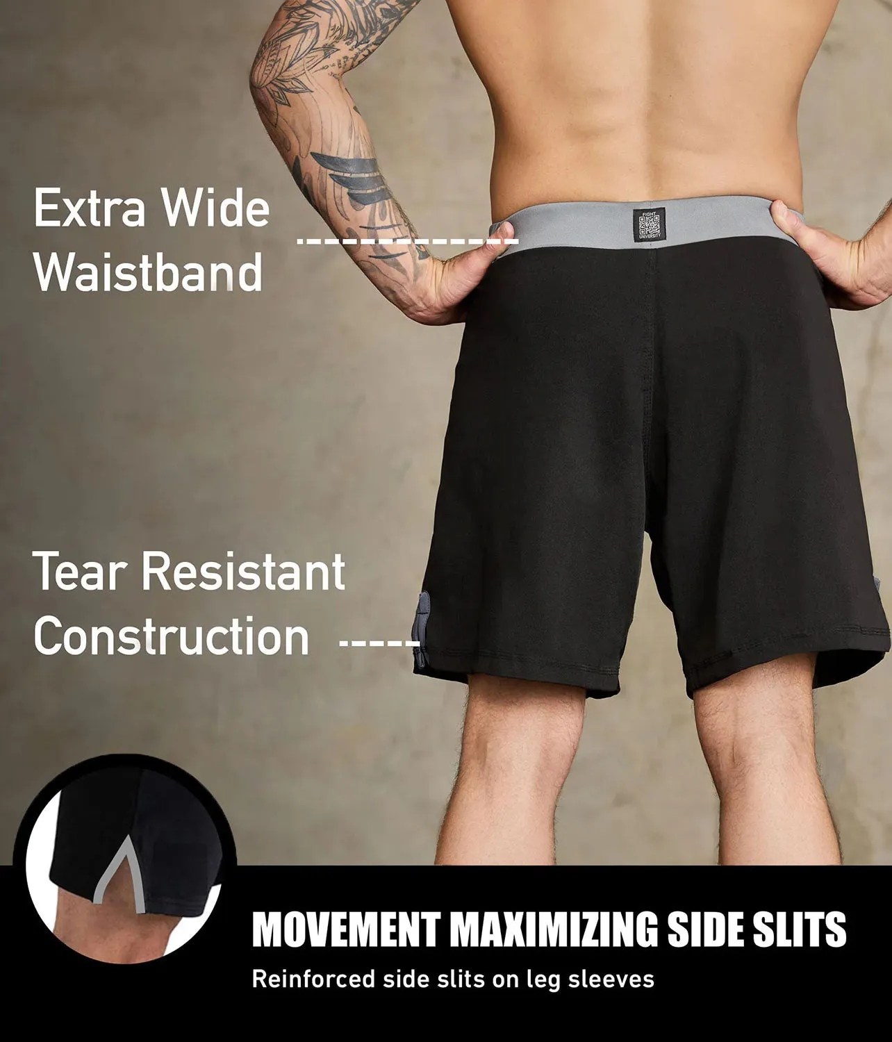 Men's Black Jack Gray No Gi BJJ Shorts
