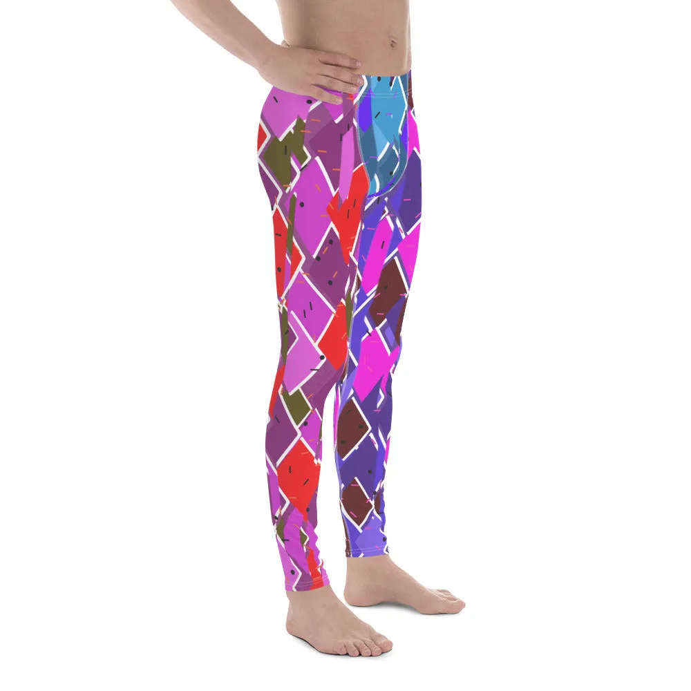 Mens Leggings, Glitchcore Harlequin