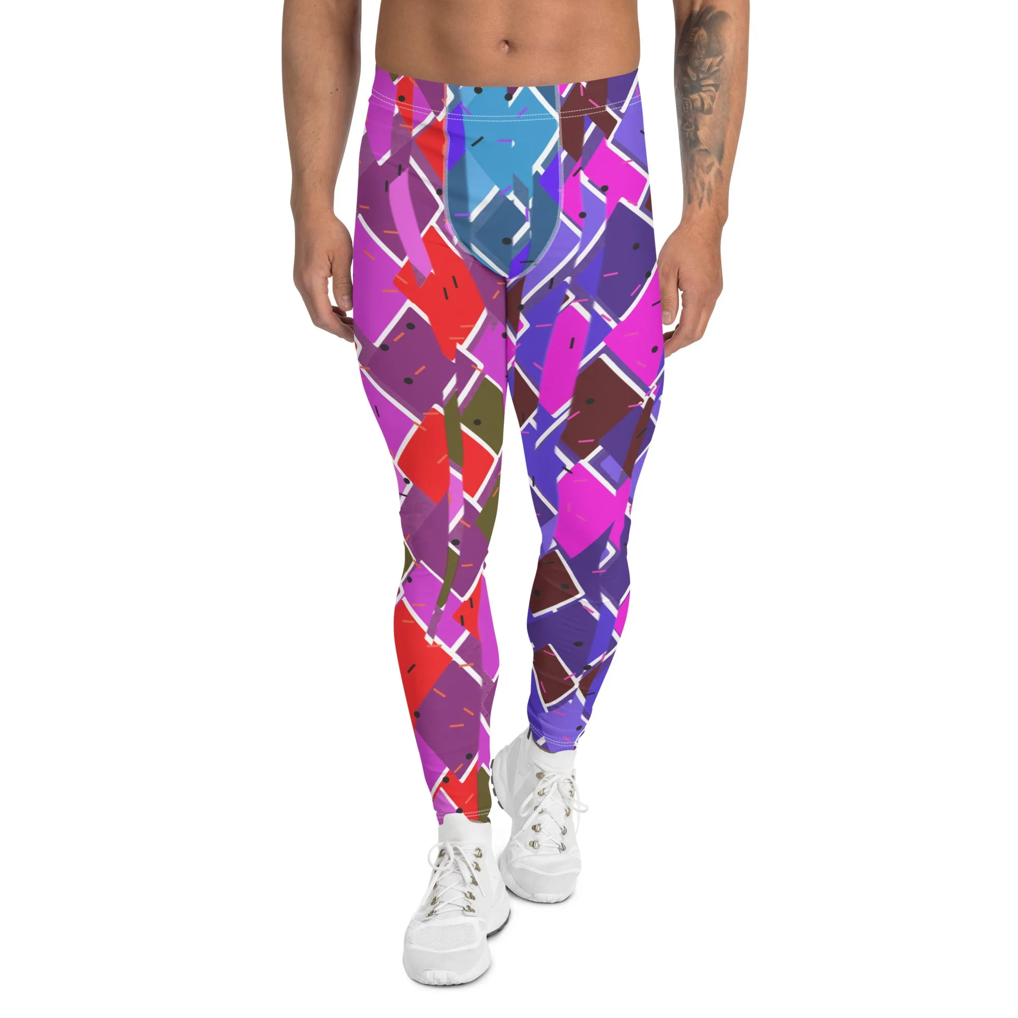 Mens Leggings, Glitchcore Harlequin