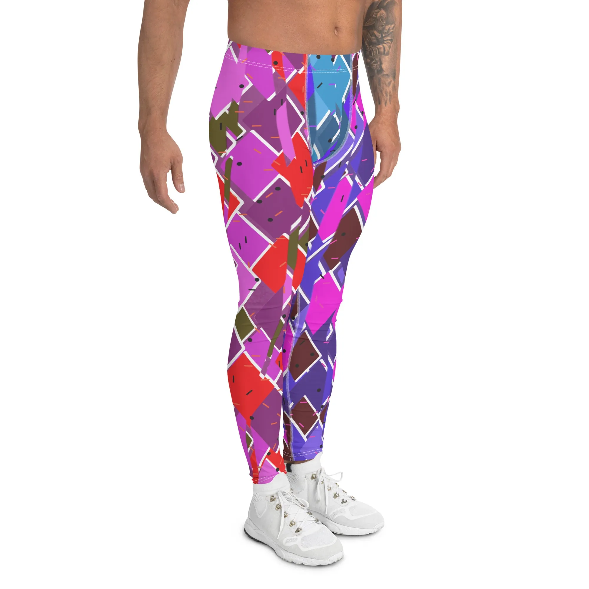 Mens Leggings, Glitchcore Harlequin