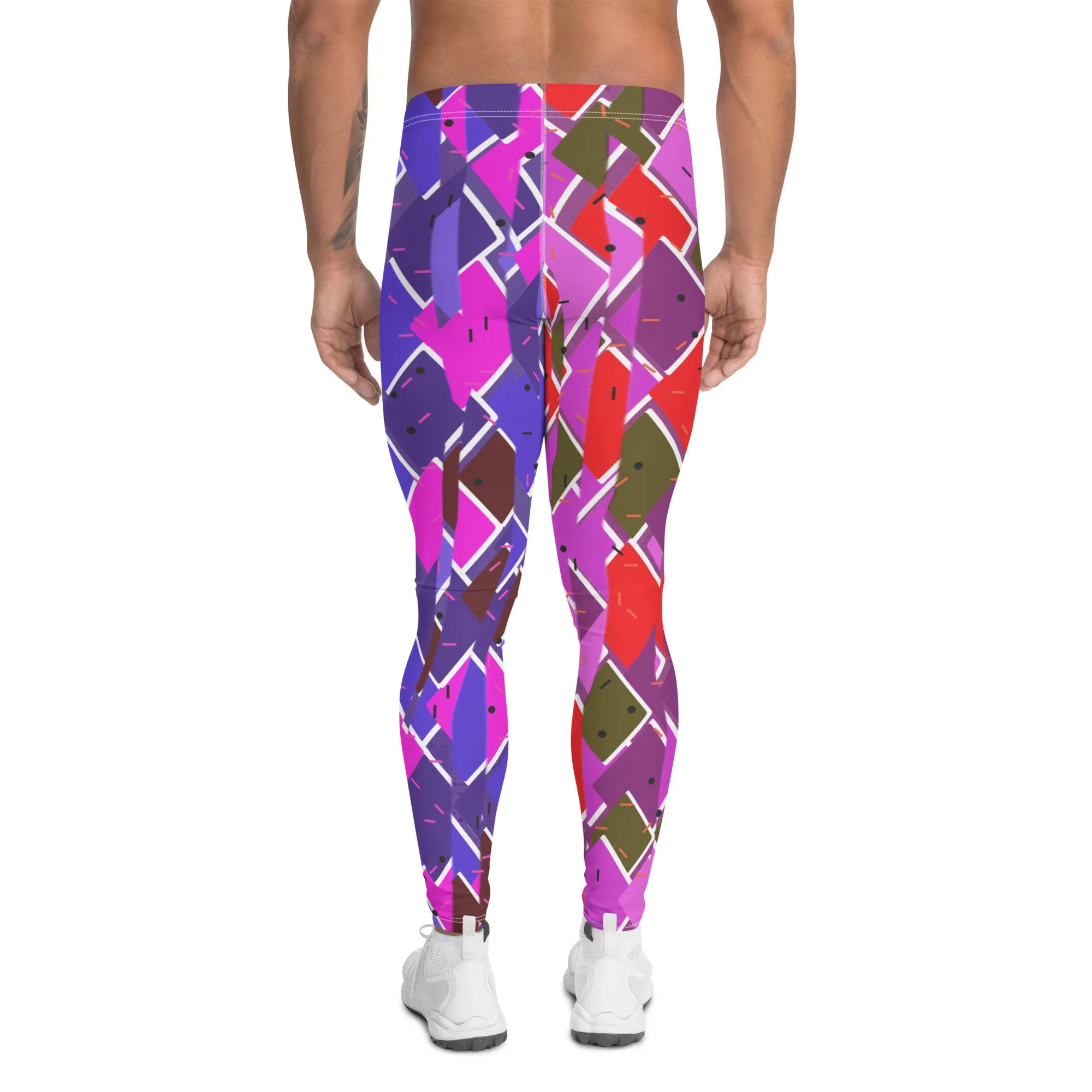 Mens Leggings, Glitchcore Harlequin