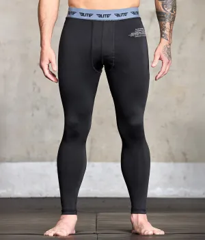 Men's Plain Black Compression Muay Thai Spat Pants