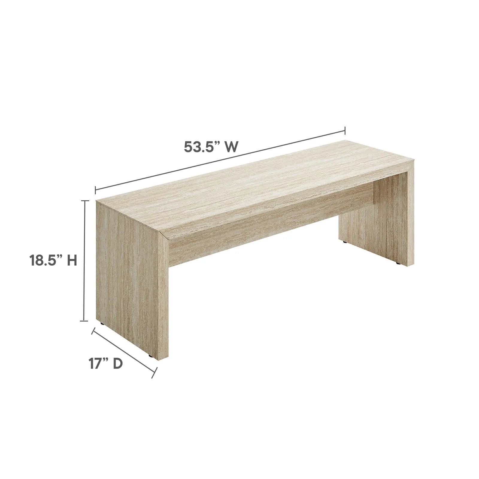 MIRELLA 53.5” FAUX TRAVERTINE BENCH