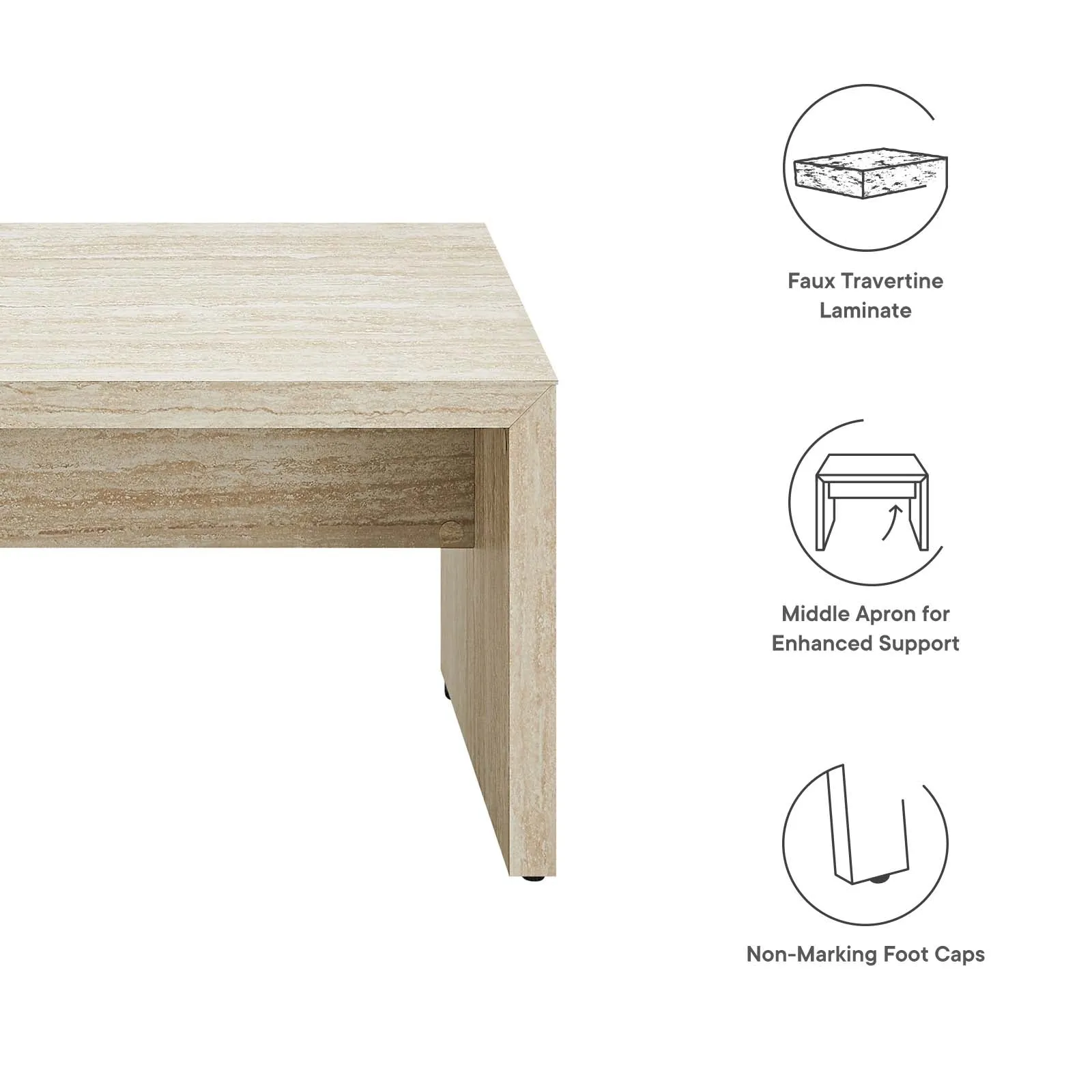 MIRELLA 53.5” FAUX TRAVERTINE BENCH