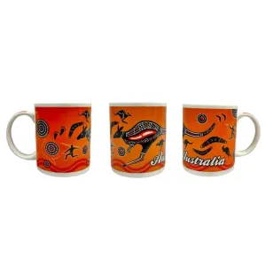 Mug Orange Aboriginal Kangaroo Art