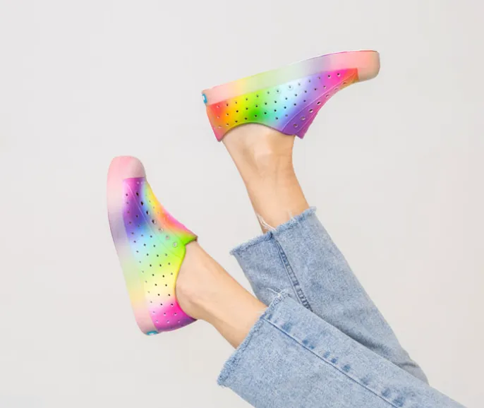 Native Jefferson Print Kids Shoes Rainbow Blur