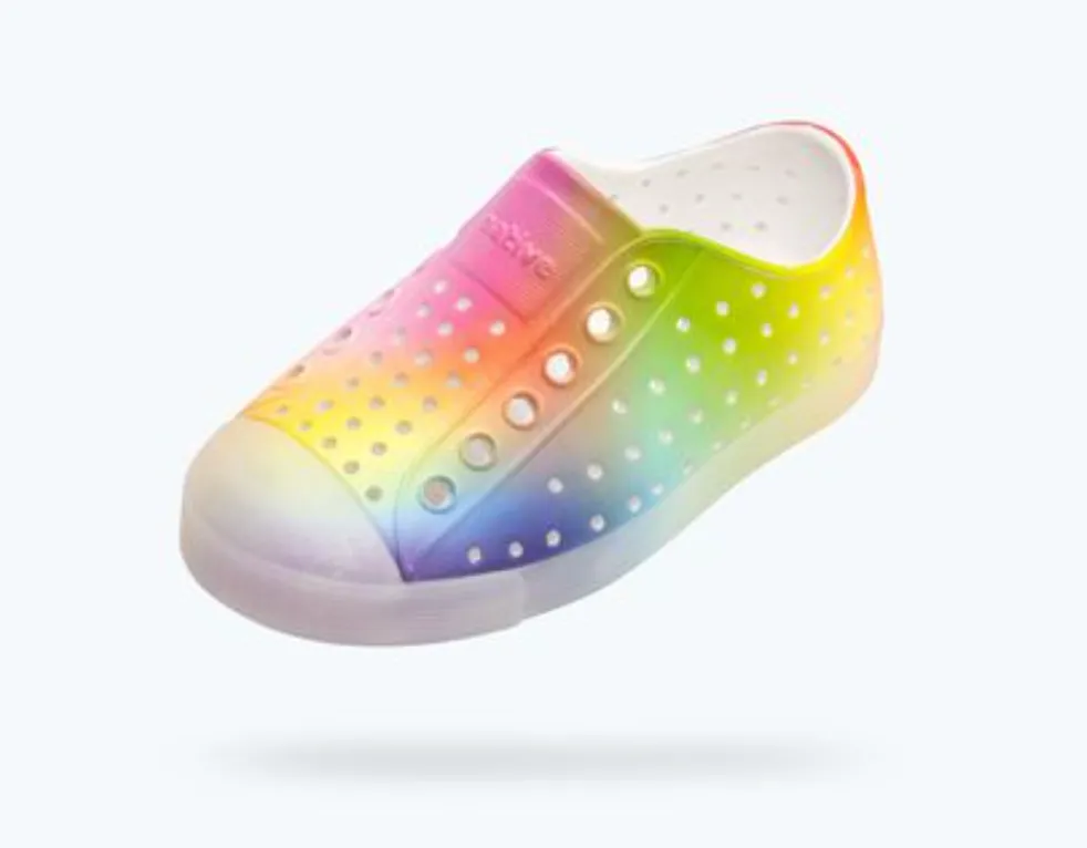 Native Jefferson Print Kids Shoes Rainbow Blur