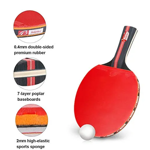 Number-one Ping Pong Set Portable Table Tennis Set Ping-Pong Game Pingpong Racket Set for Table Tennis Training with 4 Table Tennis Bats/Rackets/Paddles, 8 Ping-Pong Balls, 1 Retractable Table Tennis