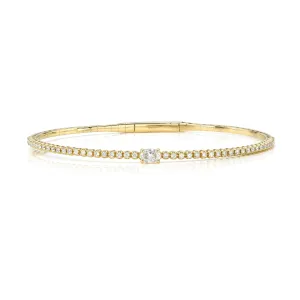 Oval & Round Diamond Flexible Bangle